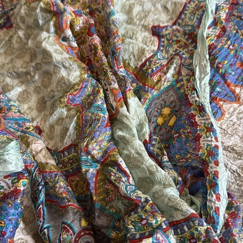 100% Silk Multi Colored Scarf Wrap Shawl